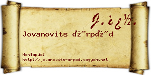 Jovanovits Árpád névjegykártya